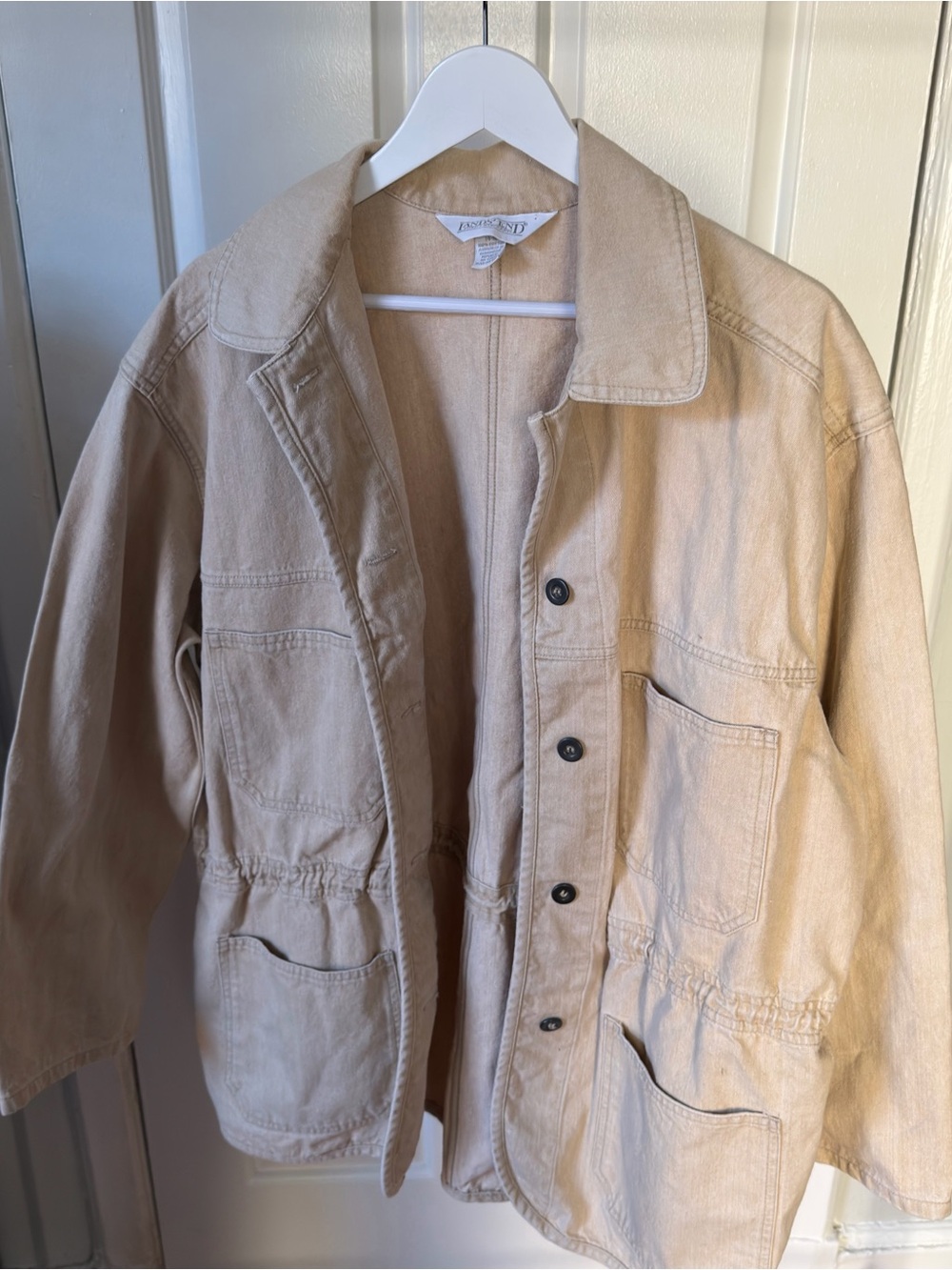 Lands End Tan Workwear Chore Jacket with Utility Pockets